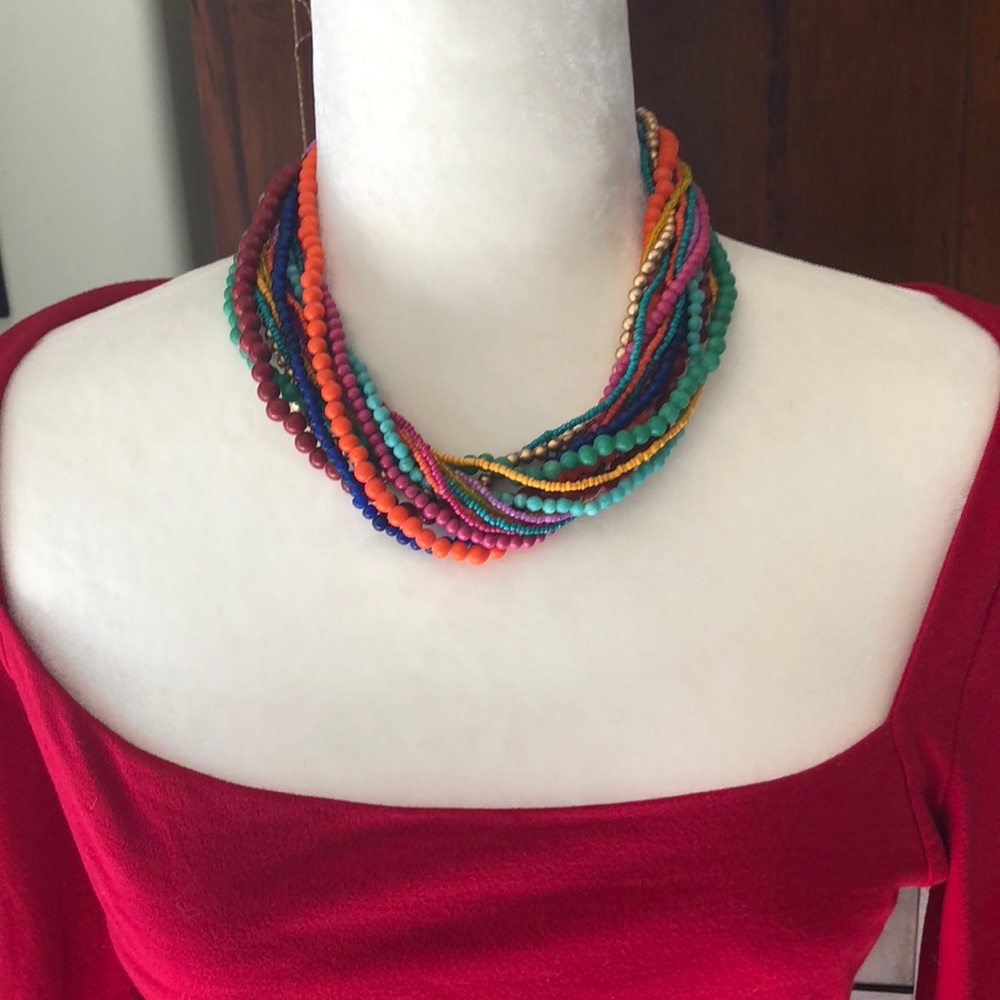 Multi Color multi strand necklace.